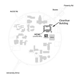 thumbnail of map showing location of Clearihue building on UVic campus