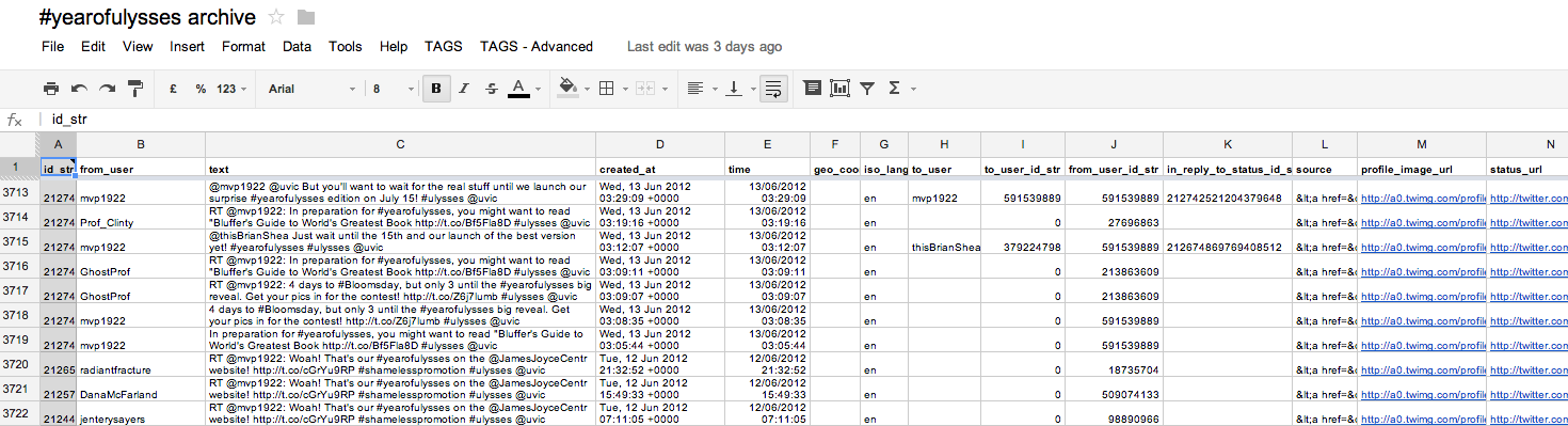 Screen Grab of #yearofulysses Archive