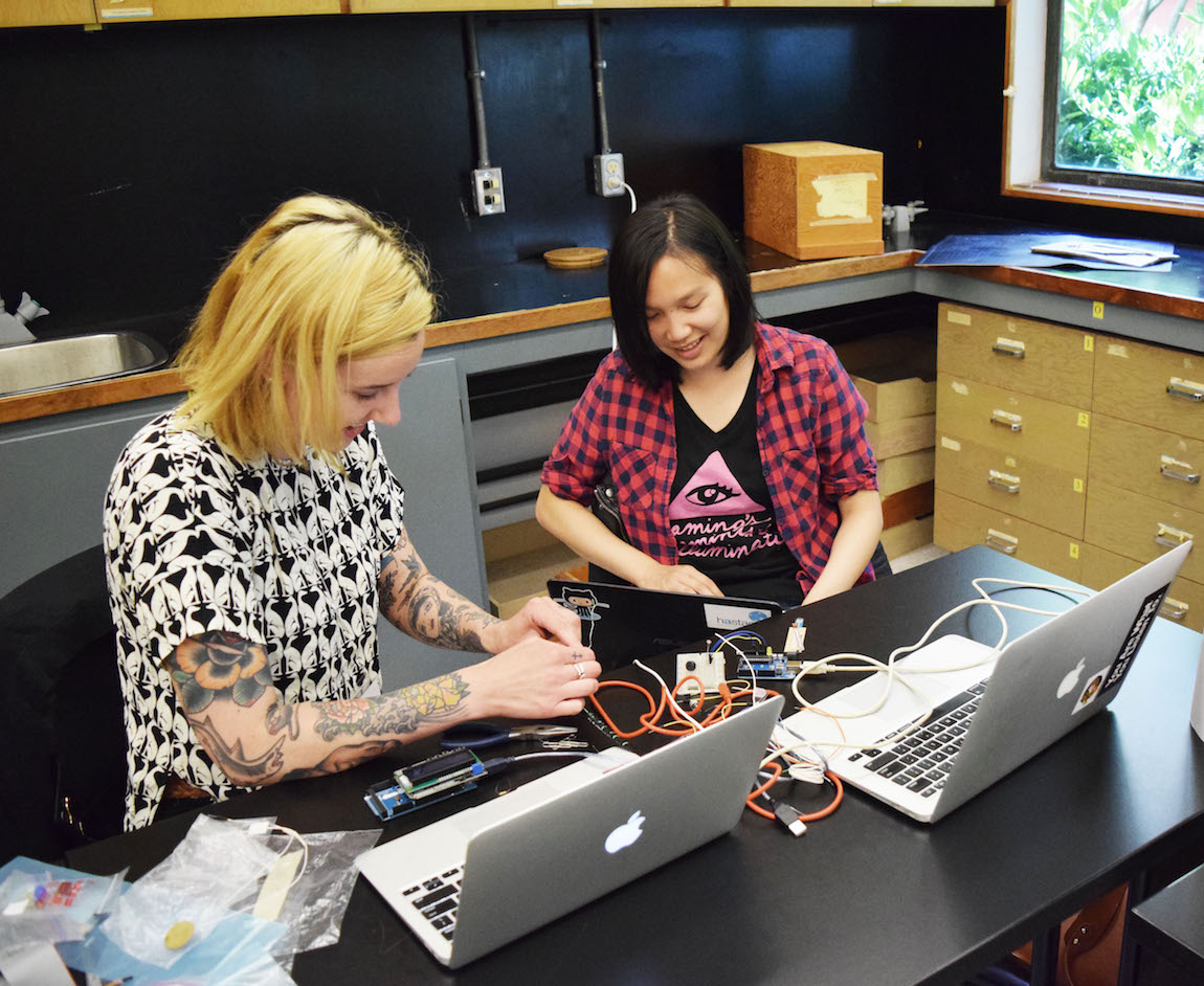 Mary Catherine and Tiffany prototyping all the things