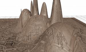 Street-level view of Barnes's warped Paris