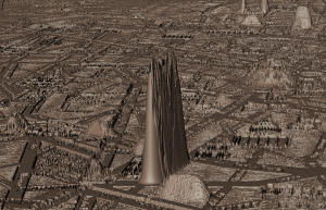 Street-level view of Rhys's warped Paris