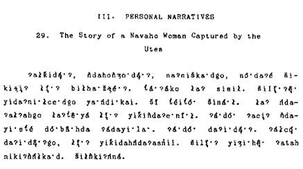 Figure 1. A page image fragment from Navaho Texts