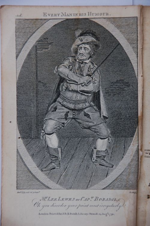 Mr Lee Lewes as Capt. Bobadil in Every Man In His Humour From John Bell’s edition of Every Man In His Humour, 1791
