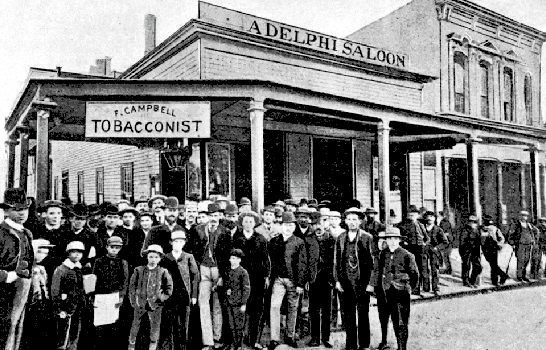 GROUP OUTSIDE SALOON