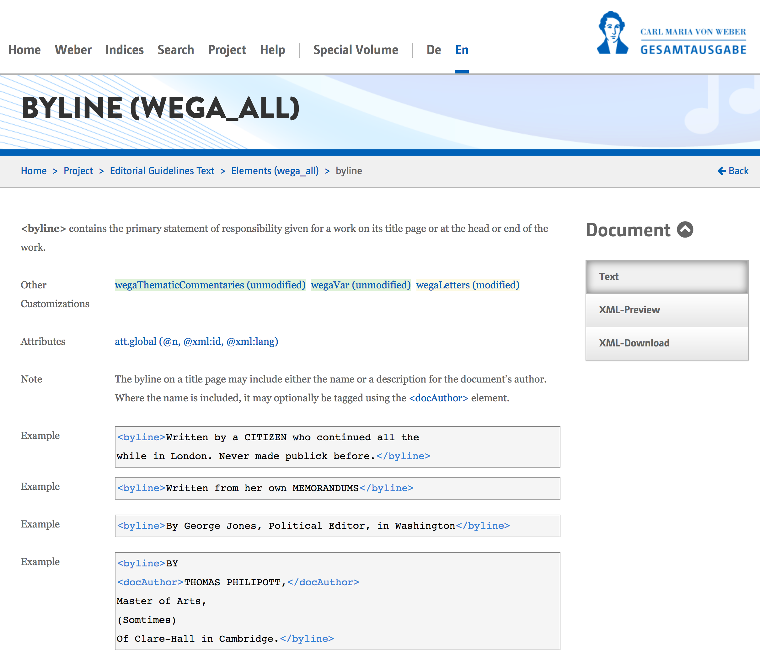 WeGA Guidelines Spec Page