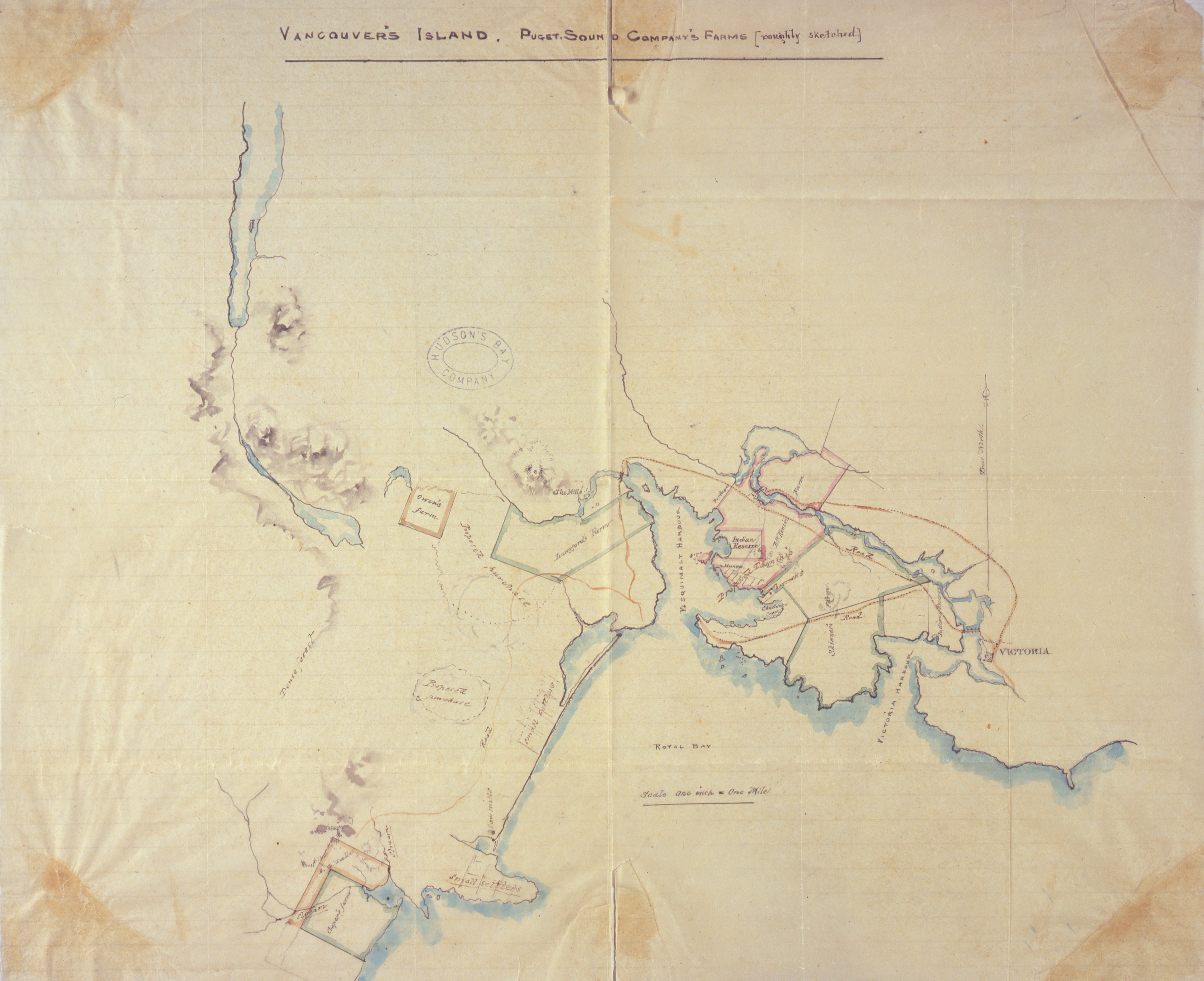 Vancouver's Island. Puget Sound Company's Farms [roughly sketched]
