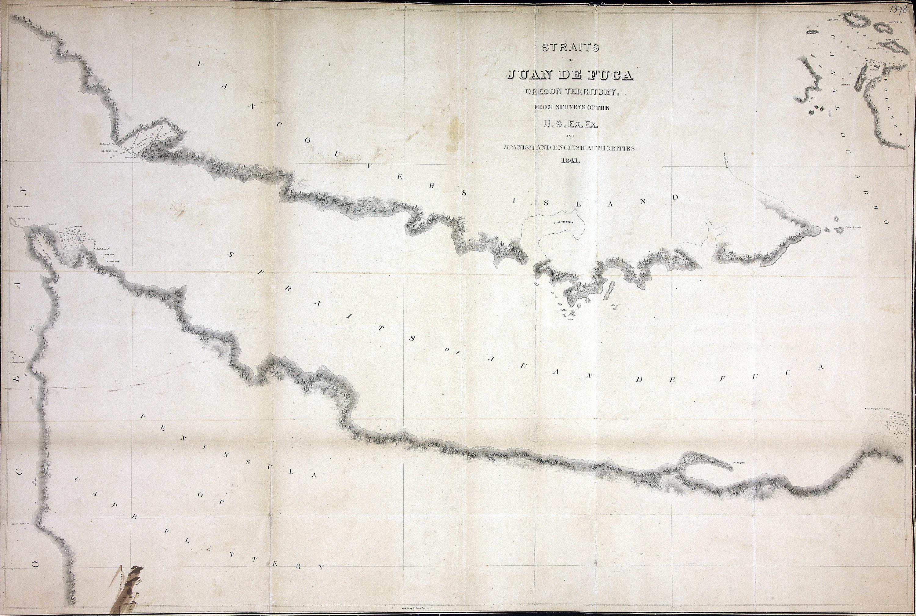 Straits of Juan de Fuca, Oregon Territory, from surveys of the U.S. Ex. Ex. and Spanish and English authorities