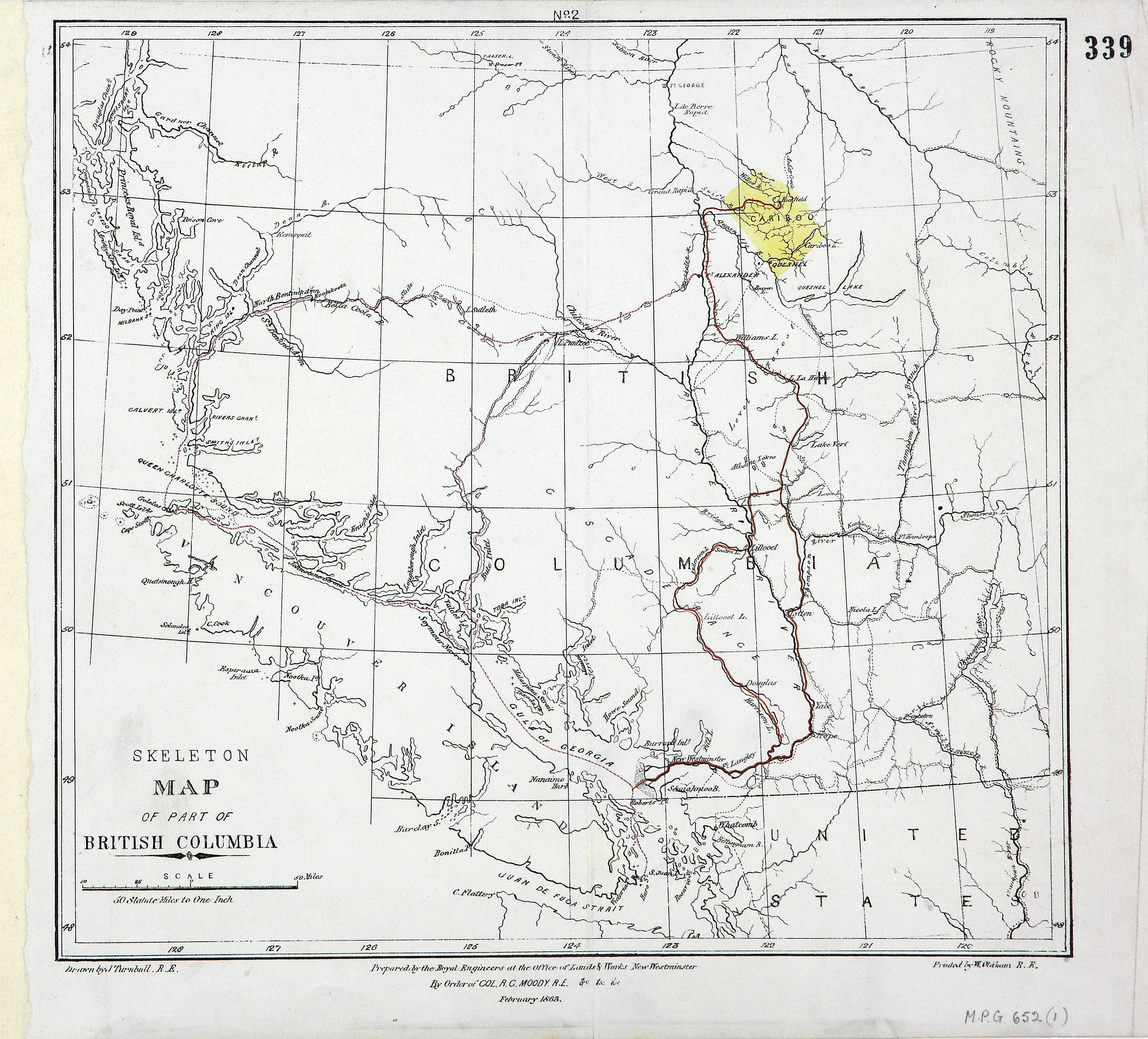 Skeleton map of part of British Columbia.