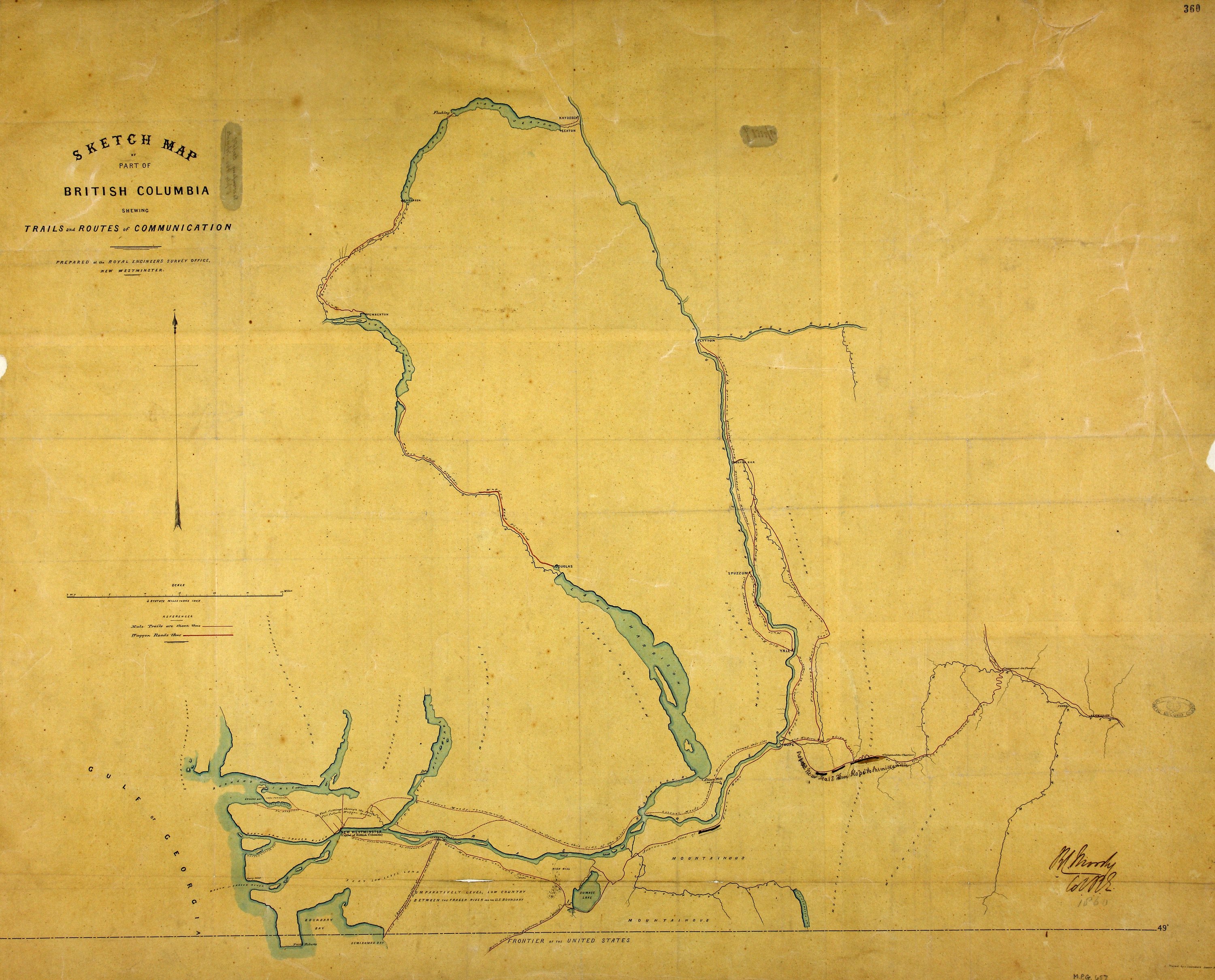 Sketch map of part of British Columbia shewing trails and routes of communication.