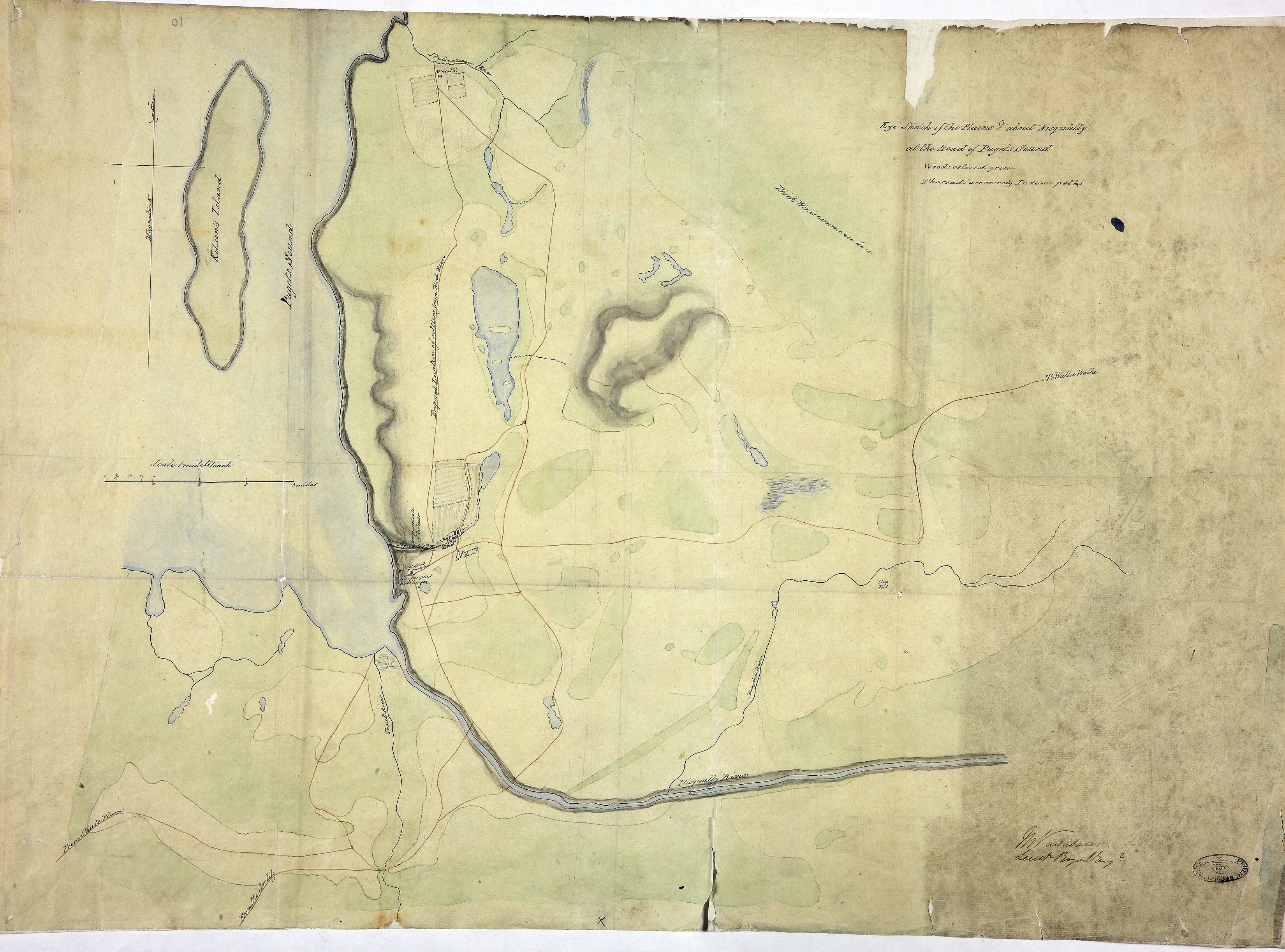 Eye Sketch of the Plains &c about Nisqually at the Head of Pugets Sound.