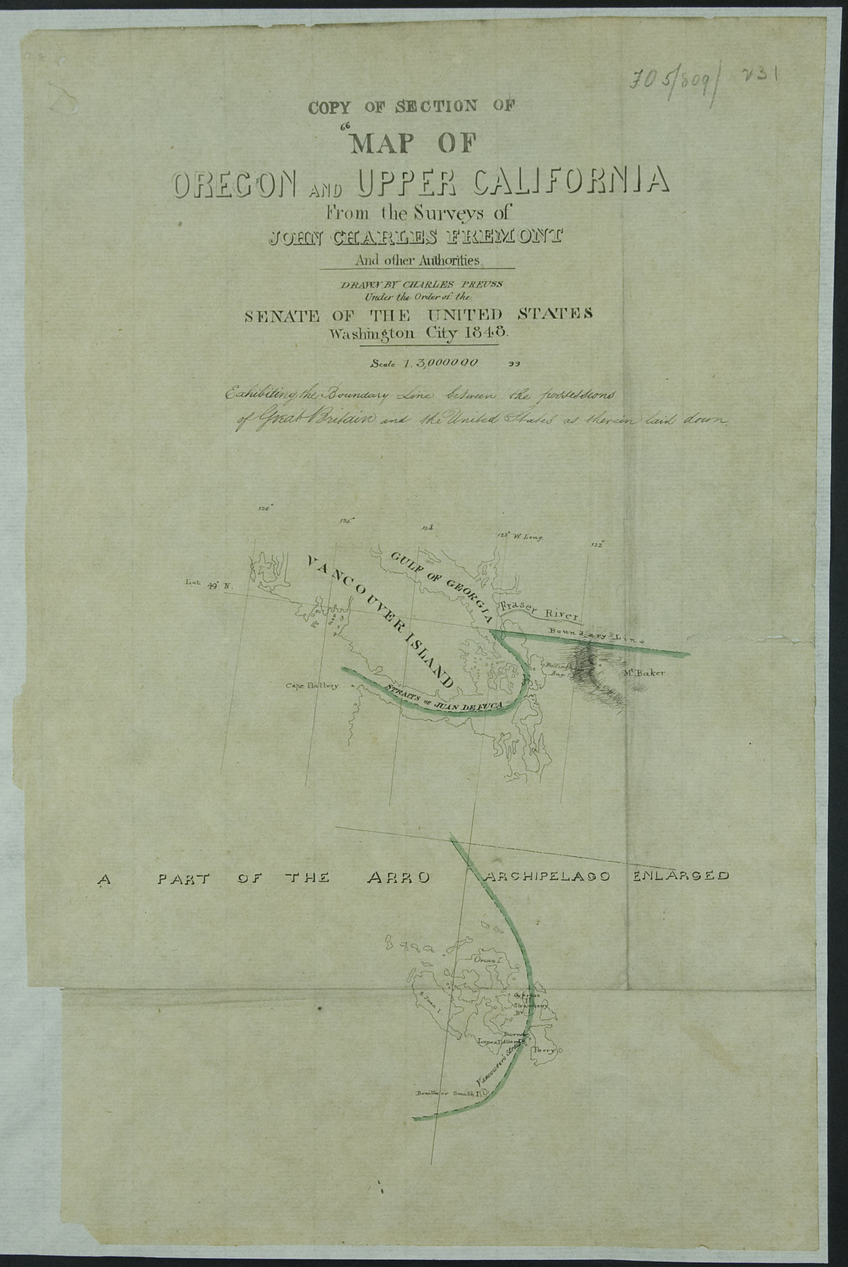 Copy of Section of ""Map of Oregon and Upper California From the Surveys of John Charles Fremont and other Authorities. 