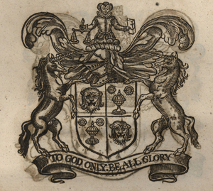 The coat of arms of the Goldsmiths’ Company, from Stow (1633). [Full size
                  image]
