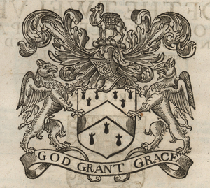 The coat of arms of the Grocers’ Company, from Stow (1633). [Full size
                  image]
