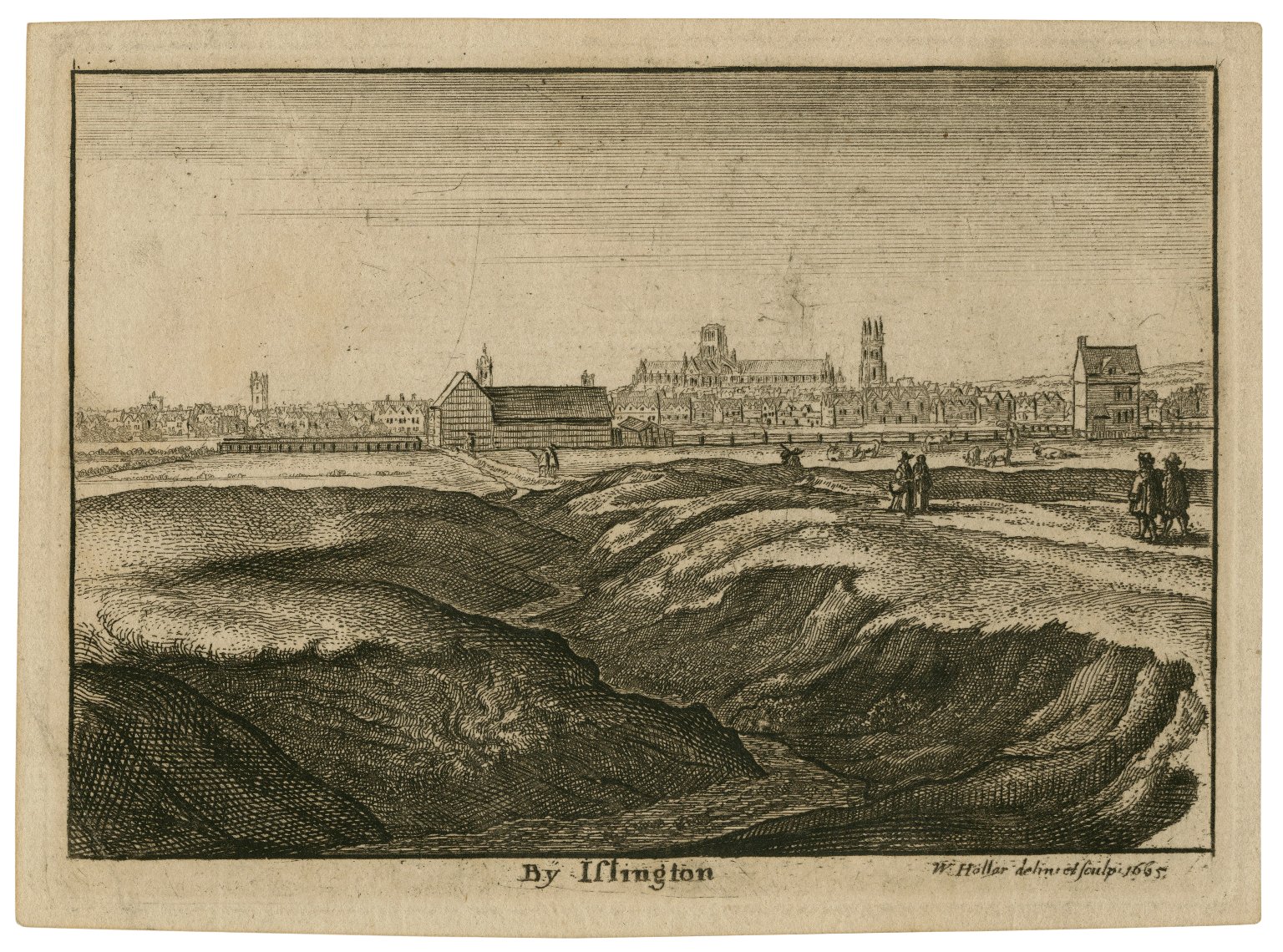 View of Islington, looking south towards London, by Wenceslaus Hollar. Image courtesy of the Folger Digital Image Collection.