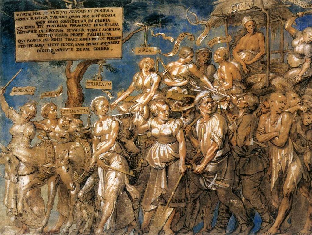 The Triumph of Poverty, painted by Lucas Vosterman the Elder in the first half of the 16th century. Image courtesy of Wikimedia Commons.