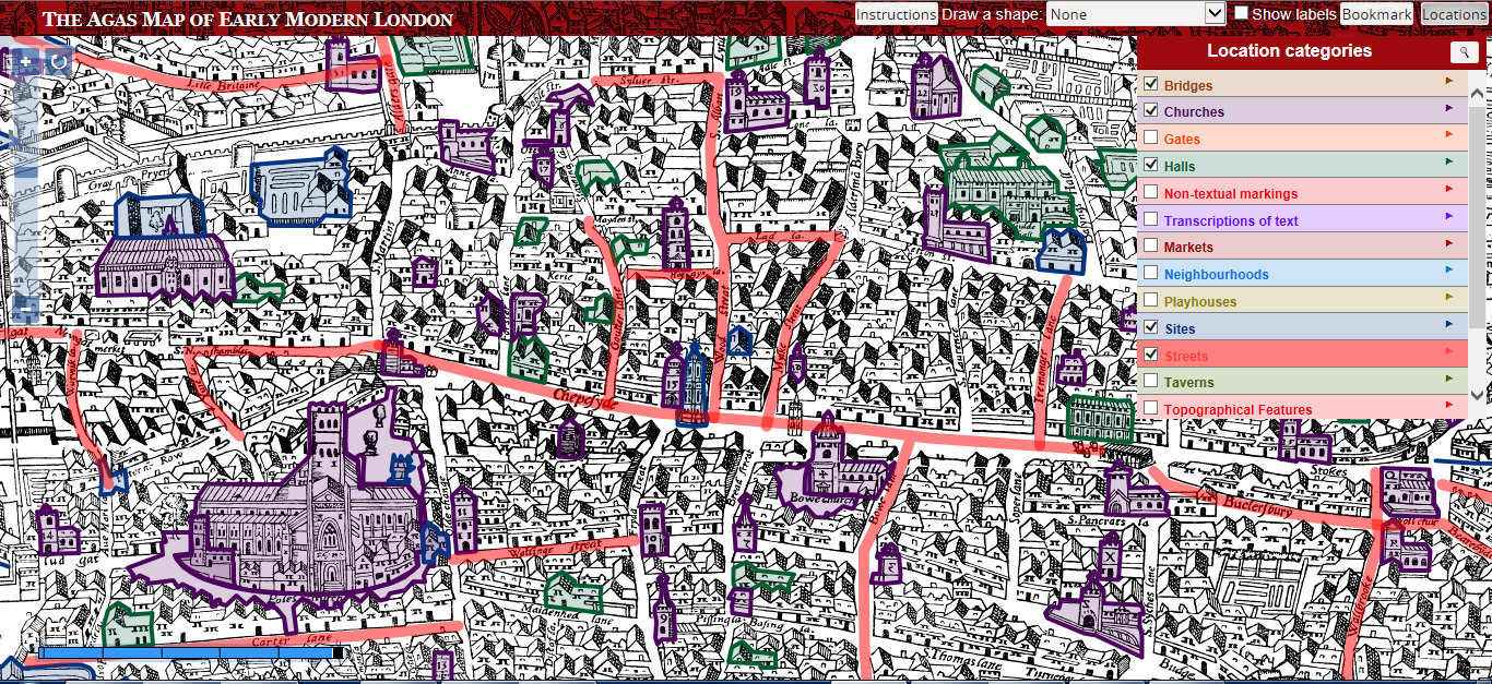 New Experimental Agas Map Interface with several location categories
                        highlighted