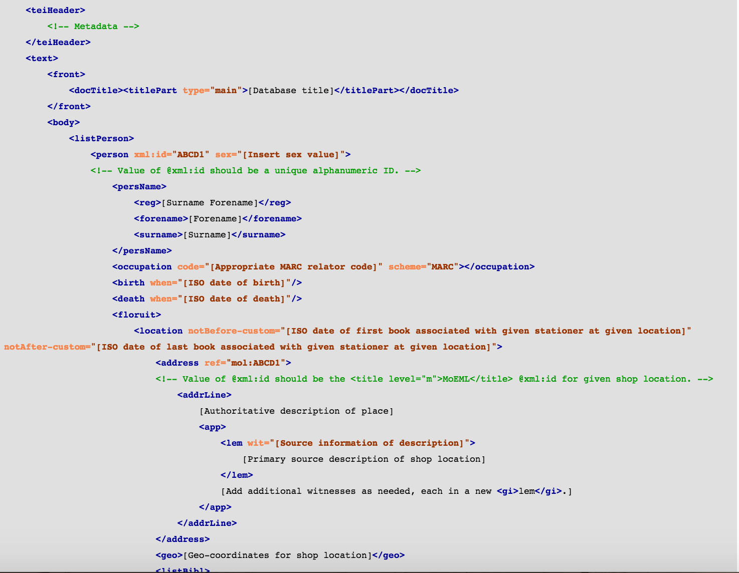 TEI-XML template for geocoded
                        bibliography.