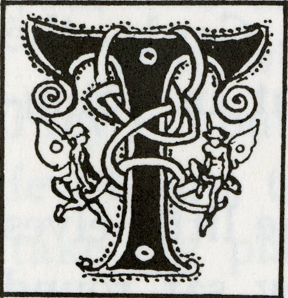 Illustrated Capital Letter "T" in The Heroes of Asgard
                                (1930)