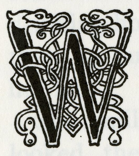 Illustrated Capital Letter "W" in The Heroes of Asgard
                                (1930)