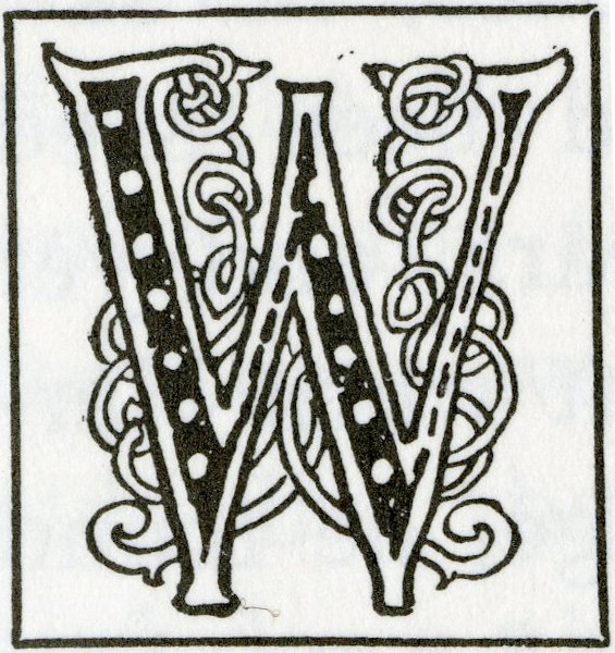 Illustrated Capital Letter "W" in The Heroes of Asgard
                                (1930)