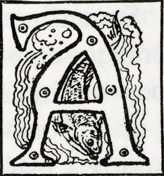 Illustrated Capital Letter "A" in The Heroes of Asgard
                                (1930)