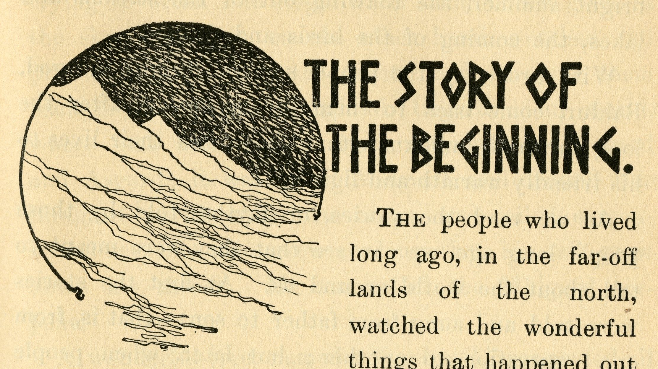 Illustrated Title Header for "The Story of the
                                Beginning"
