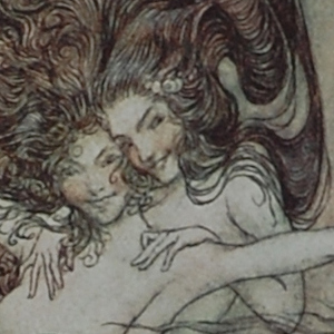 The Rhinemaidens Teasing Alberich. 1910. Arthur Rackham September 19, 1867-September 6, 1939. The Rhinemaidens Teasing Alberich. 1910. Arthur Rackham September 19, 1867-September 6, 1939.