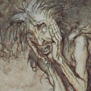 Mime in Terror of the Tarnhelm's Power. 1939. Arthur Rackham September 19, 1867-September 6, 1939. Mime in Terror of the Tarnhelm's Power. 1939. Arthur Rackham September 19, 1867-September 6, 1939.