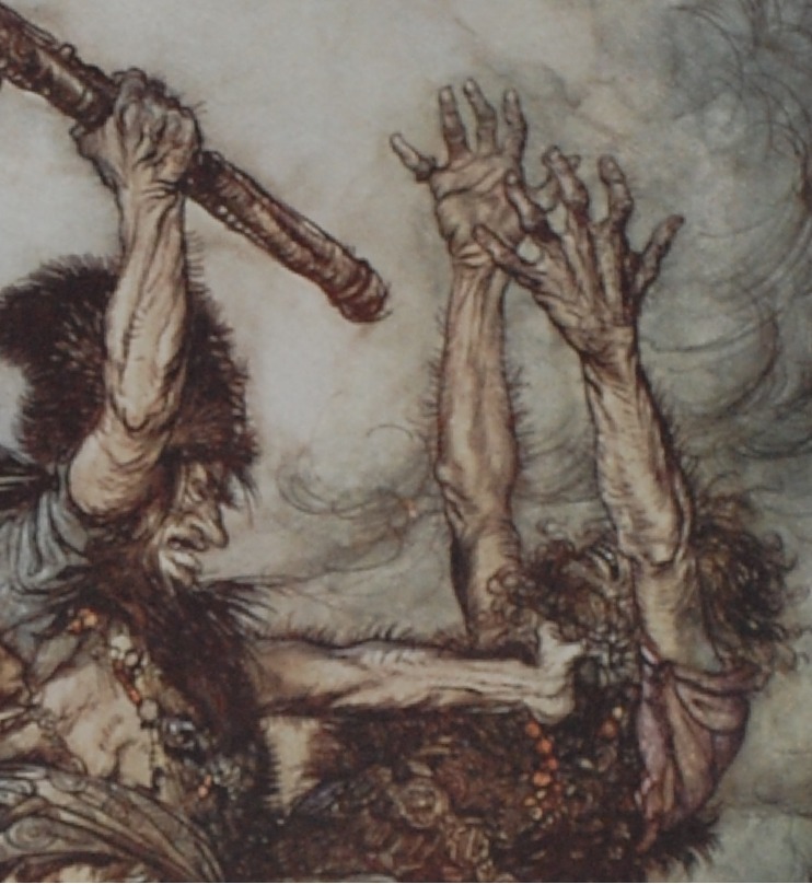 Fafner Kills Fasolt. 1939. Arthur Rackham September 19, 1867-September 6, 1939. Fafner Kills Fasolt. 1939. Arthur Rackham September 19, 1867-September 6, 1939.