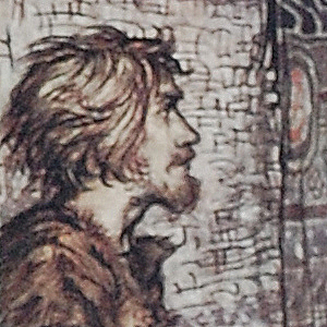Siegmund Dines with Sieglinde and Hunding. 1939. Arthur Rackham September 19, 1867-September 6, 1939.