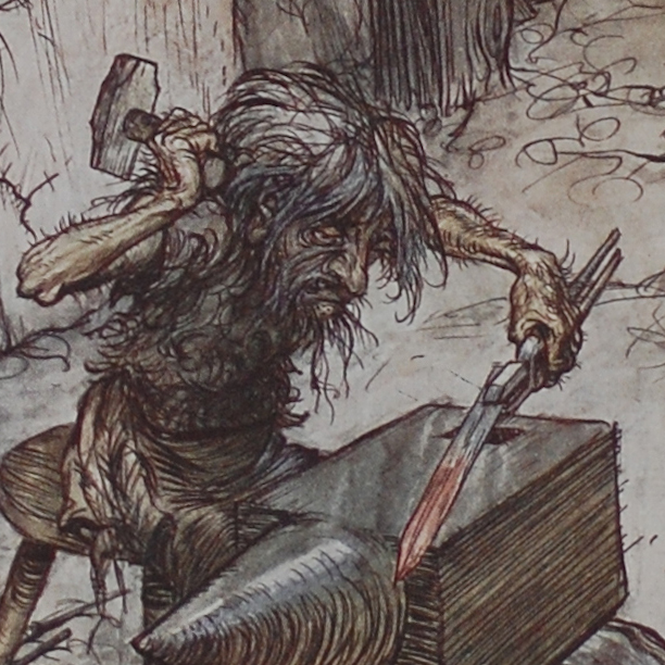 Mime at the Anvil. 1939. Arthur Rackham September 19, 1867-September 6, 1939.