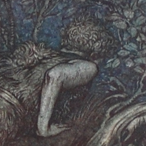 Siegfried in the Forest. 1939. Arthur Rackham September 19, 1867-September 6, 1939.