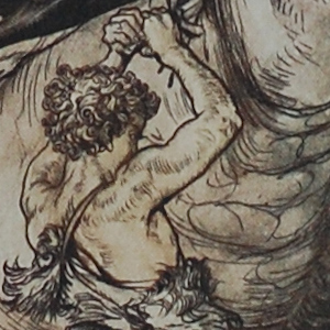 Siegfried Kills Fafner. 1939. Arthur Rackham September 19, 1867-September 6, 1939.