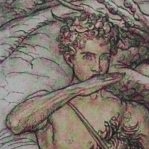 Siegfried Tastes Fafner's Blood. 1939. Arthur Rackham September 19, 1867-September 6, 1939.