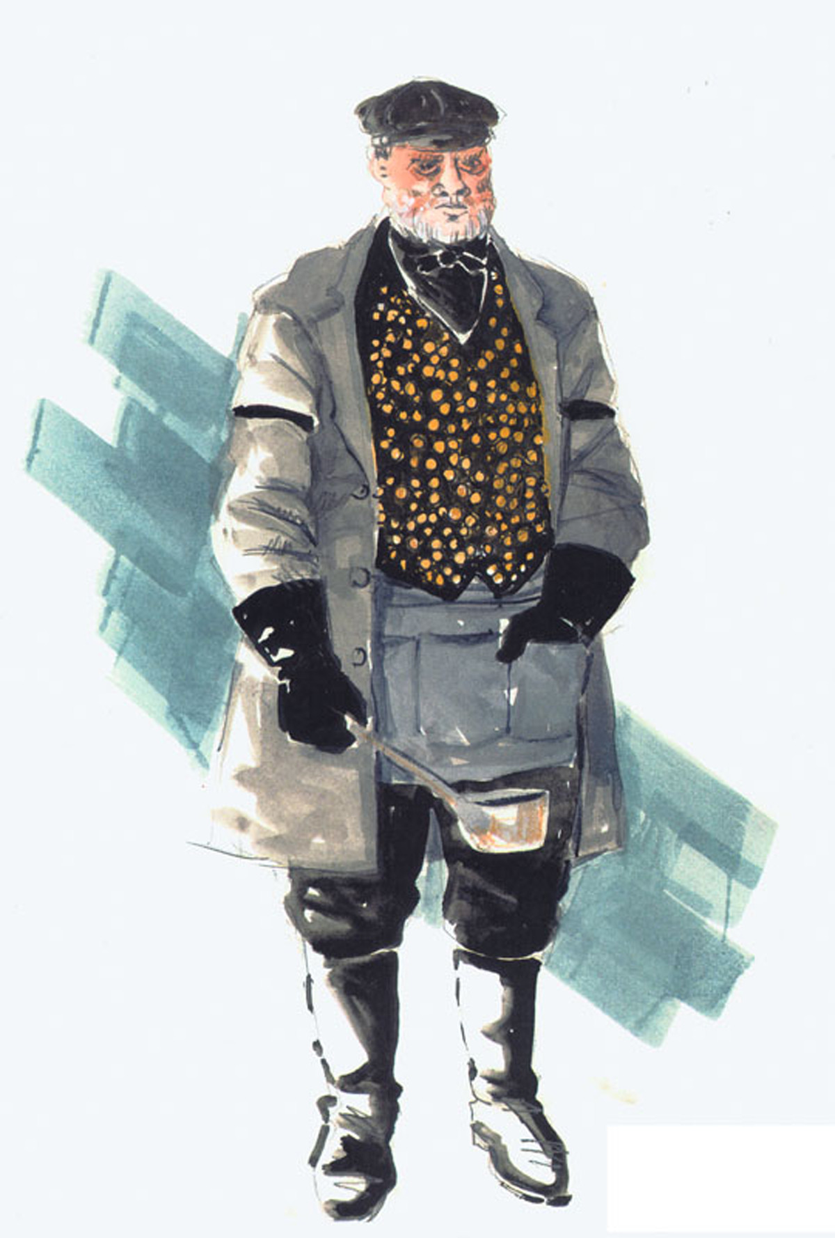 Button Moulder
                Costume renderings created by Alison Green for the 1999 performance at
                the  Frederic Wood Theatre, UBC.